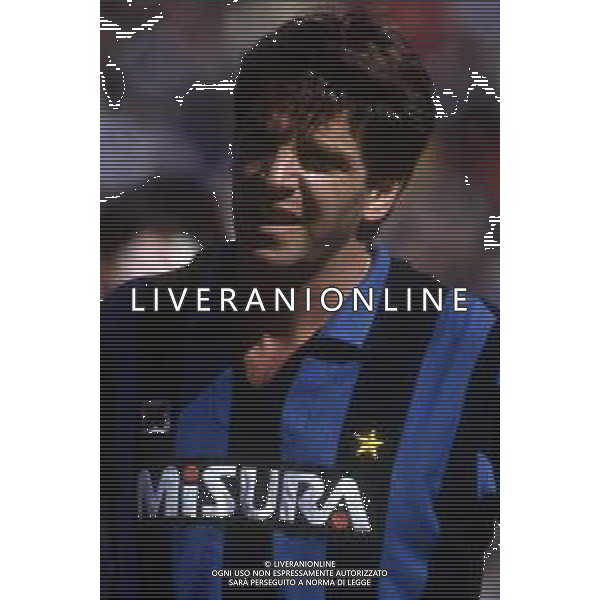 RETROSPETTIVA LUCIANO MARANGON CALCIATORE NELLAFOTO LUCIANO MARANGON CON LA MAGLIA DELL\'INTER 1985-1986 AG ALDO LIVERANI SAS
