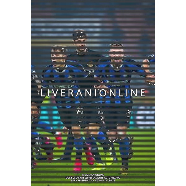 Nicolo Barella of FC Internazionale and Milan Skriniar of FC Internazionale during italian soccer Serie A season 2019/20 of FC Internazionale - Photo credit Fabrizio Carabelli /LMEDIA / AGENZIA ALDO LIVERANI SAS