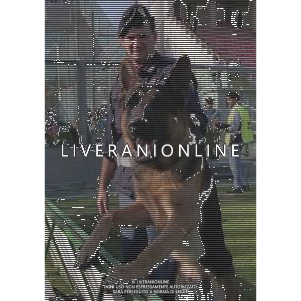 10-10-1999 ALZANO BERGAMO- CAMPIONATO DI CALCIO SERIE B ALZANO SALERNITANA 3-2 NELLA FOTO POLIZIA IN CAMPO CON IL CANE PSTORE TEDESCO AG ALDO LIVERANI SAS