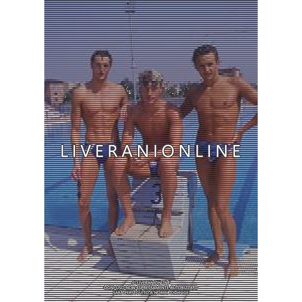 RETROSPETTIVA GIORGIO LAMBERTI NUOTO NELLA FOTO LEONARDO MICHELOTTI-GIORGIO LAMBERTI E ROBERTO GLERIA AG ALDO LIVERANI SAS