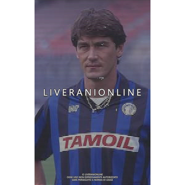 RETROSPETTIVA VERTOVA CLAUDIO CALCIATORE NELLA FOTO CLAUDIO VERTOVA CON LA MAGLIA DELL\'ATALANTA CALCIO AG ALDO LIVERANI SAS