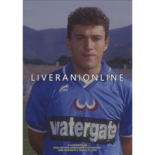 RETROSPETTIVA GIANPIERO PIOVANI CALCIATORE NELLA FOTO GIANPIERO PIOVANI CON LA MAGLIA DEL BRESCIA CALCIO NELL\'ANNO 1988-1989 AG ALDO LIVERANI SAS
