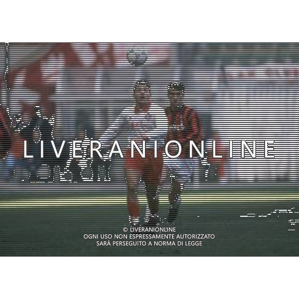 RETROSPETTIVA GIANPIERO PIOVANI CALCIATORE NELLA FOTO GIANPIERO PIOVANI CON LA MAGLIA DEL PIACENZA CALCIO NELL\'ANNO 1993 AG ALDO LIVERANI SAS