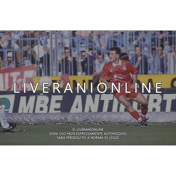 RETROSPETTIVA GIANPIERO PIOVANI CALCIATORE NELLA FOTO GIANPIERO PIOVANI CON LA MAGLIA DEL PIACENZA CALCIO NELL\'ANNO 1993-1994 AG ALDO LIVERANI SAS