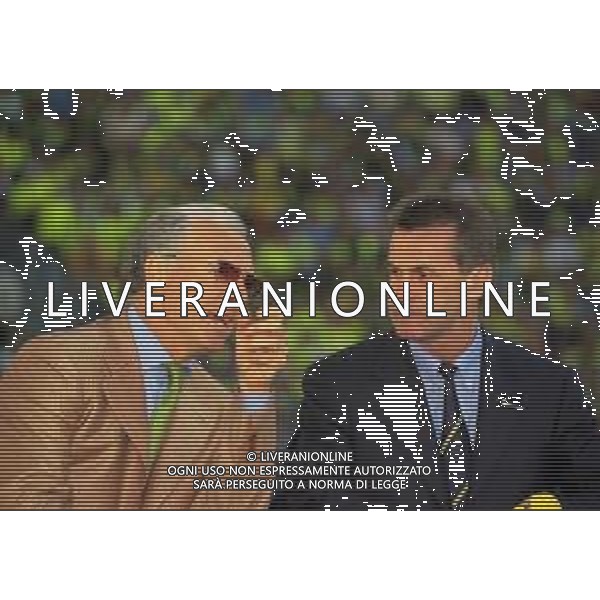 28-05-1997 MONACO DI BAVIERA- FINALE DI CHAMPIONS LEAGUE JUVENTUS BORUSSIA DORTMUND 3-1 NELLA FOTO Franz Beckenbauer con Ottmar Hitzfeld AG ALDO LIVERANI SAS