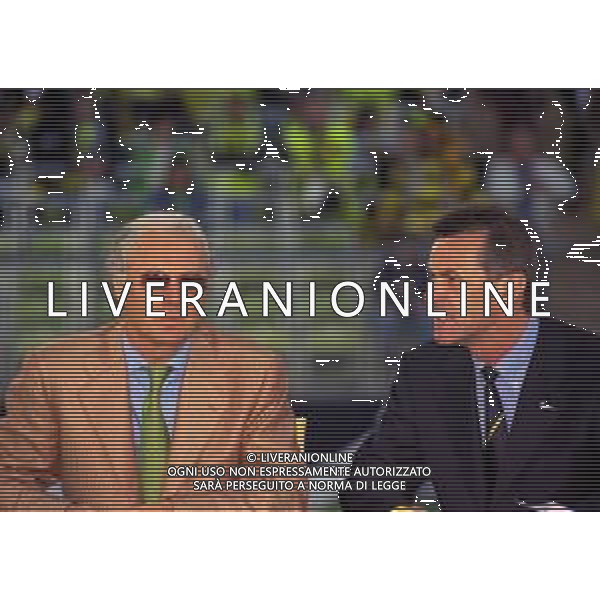 28-05-1997 MONACO DI BAVIERA- FINALE DI CHAMPIONS LEAGUE JUVENTUS BORUSSIA DORTMUND 3-1 NELLA FOTO Franz Beckenbauer con Ottmar Hitzfeld AG ALDO LIVERANI SAS