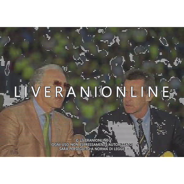 28-05-1997 MONACO DI BAVIERA- FINALE DI CHAMPIONS LEAGUE JUVENTUS BORUSSIA DORTMUND 3-1 NELLA FOTO Franz Beckenbauer con Ottmar Hitzfeld AG ALDO LIVERANI SAS