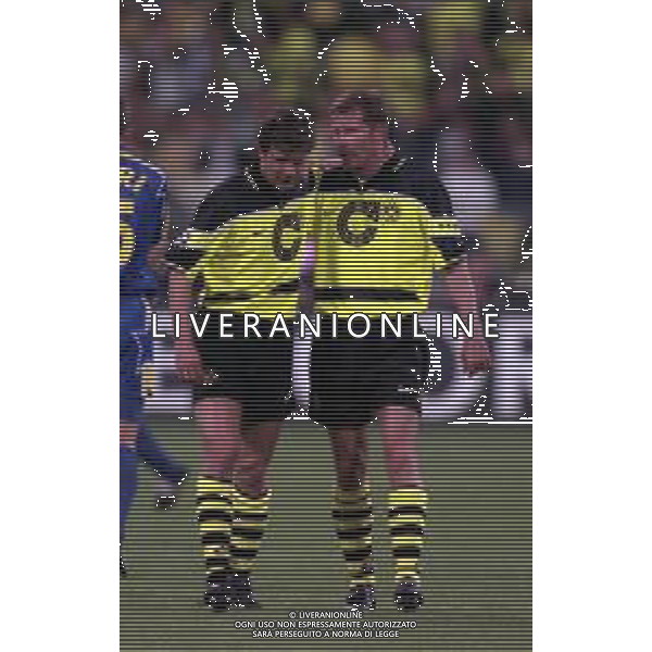 28-05-1997 MONACO DI BAVIERA- FINALE DI CHAMPIONS LEAGUE JUVENTUS BORUSSIA DORTMUND 3-1 NELLA FOTO ANDREA MOLLER E STEFAN REUTER AG ALDO LIVERANI SAS