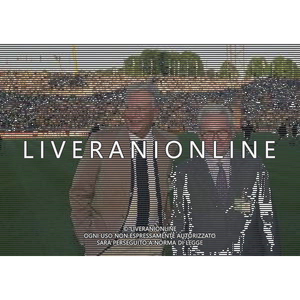 28-05-1997 MONACO DI BAVIERA- FINALE DI CHAMPIONS LEAGUE JUVENTUS BORUSSIA DORTMUND 3-1 NELLA FOTO VITTORIO CHIUSANO E UMBERTO AGNELLI AG ALDO LIVERANI SAS