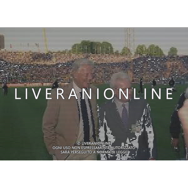 28-05-1997 MONACO DI BAVIERA- FINALE DI CHAMPIONS LEAGUE JUVENTUS BORUSSIA DORTMUND 3-1 NELLA FOTO VITTORIO CHIUSANO E UMBERTO AGNELLI AG ALDO LIVERANI SAS
