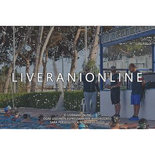 Nazionale Italiana di Pallanuoto siracusa, Italy, 04 Jun 2020 Collegiate Training Settebello Italian Waterpolo Team at Caldarella Pool Photo showing: Sandro Campagna (coach Italy team) talking with players ©MariaAngela Chinando - Alessio Marini / AGENZIA ALDO LIVERANI SAS