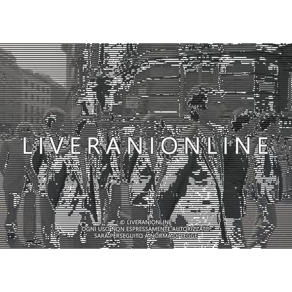 14-08-1981 MILANO FUNERALI DEL CAVALIERE DEL LAVORO E INDUSTRIALE ANGELO MORATTI EX PRESIDENTE INTER CALCIO NELLA FOTO ALCUNI GIOCATORI DELL\'INTER AL FUNERALE DI ANGELO MORATTI AG ALDO LIVERANI SAS