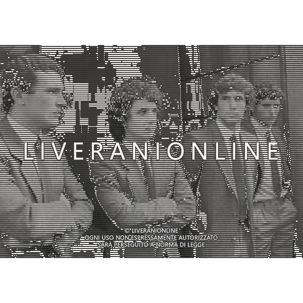 14-08-1981 MILANO FUNERALI DEL CAVALIERE DEL LAVORO E INDUSTRIALE ANGELO MORATTI EX PRESIDENTE INTER CALCIO NELLA FOTO GRAZIANO BINI-EVARISTO BECCALOSSI-NAZZARENO CANUTIE GIANCARLO PASINATO AG ALDO LIVERANI SAS