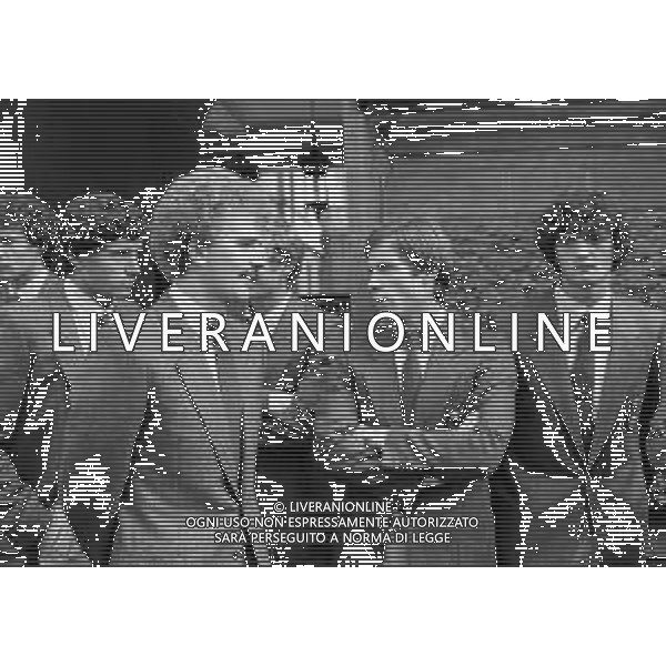 14-08-1981 MILANO FUNERALI DEL CAVALIERE DEL LAVORO E INDUSTRIALE ANGELO MORATTI EX PRESIDENTE INTER CALCIO NELLA FOTO HERBERT PROHASKA-GABRIELE ORIALI E ALESSANDRO ALTOBELLI AG ALDO LIVERANI SAS