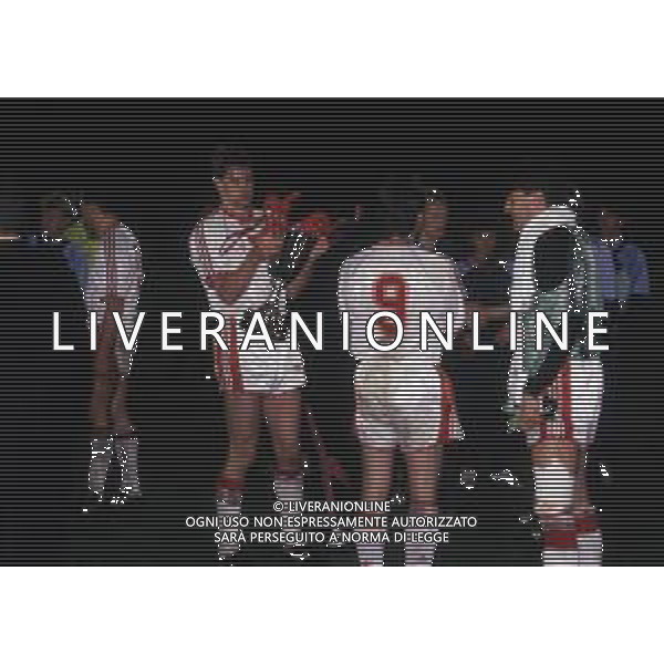 15-05-1991 ROTTERDAM FINALE DI COPPA DELLE COPPE MANCHESTER UNITED-BARCELLONA 2-1 NELLA FOTO I GIOCATORI DEL MANCHESTER UNITED FESTEGGIANO A FINE GARA AG ALDO LIVERANI SAS