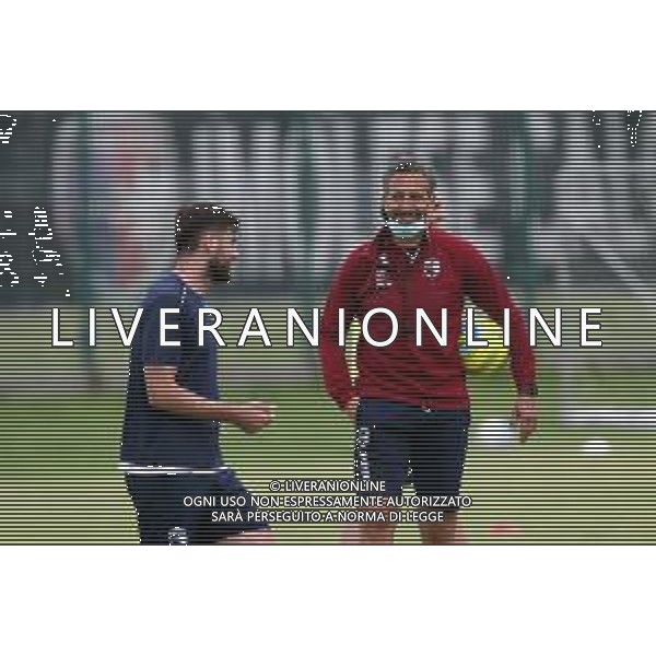 IMOLA 11 06 2020 CORONAVIRUS IMOLESE CALCIO ALLENAMENTO DI GRUPPO NELLA FOTO ROBERTO CEVOLI ALLENATORE DELL\'IMOLESE CALCIO ISNIK ALIMI ©SANNA / AGENZIA ALDO LIVERANI SAS