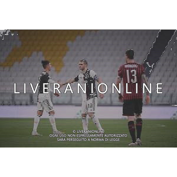 Juventus - Milan Semifinale ritorno Coppa Italia Tim Cup Juventus Stadium Torino 12.06.2020 - partita giocata a porte chiuse emergenza coronavirus Nella foto esultanza di Leonardo bonucci a fine gara con cristiano ronaldo ©Agenzia Aldo Liverani Sas
