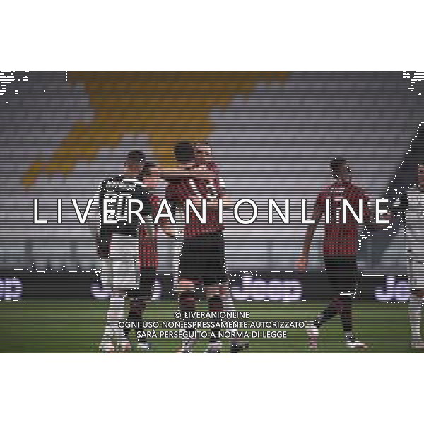 Juventus - Milan Semifinale ritorno Coppa Italia Tim Cup Juventus Stadium Torino 12.06.2020 - partita giocata a porte chiuse emergenza coronavirus Nella foto esultanza di Leonardo bonucci a fine gara con alessio romagnoli ©Agenzia Aldo Liverani Sas