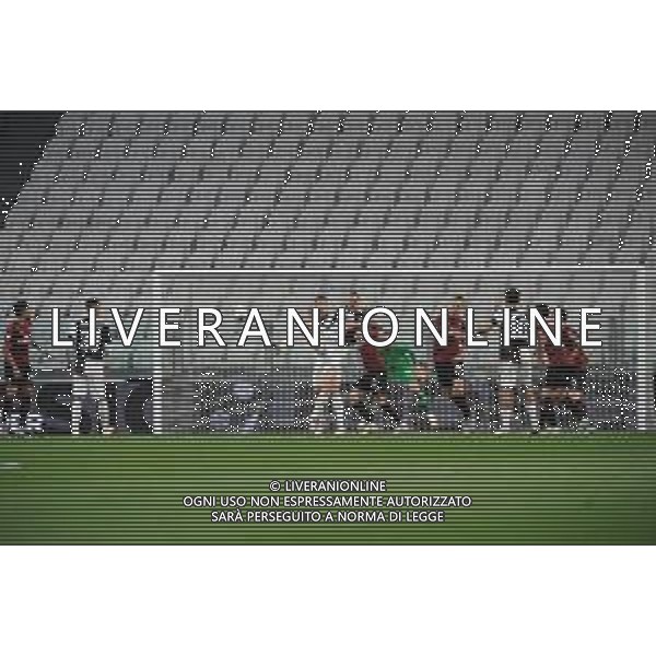 Juventus - Milan Semifinale ritorno Coppa Italia Tim Cup Juventus Stadium Torino 12.06.2020 -partita giocata a porte chiuse emergenza coronavirus Nella foto leonardo bonucci e cristiano ronaldo in area avversaria ©Agenzia Aldo Liverani Sas