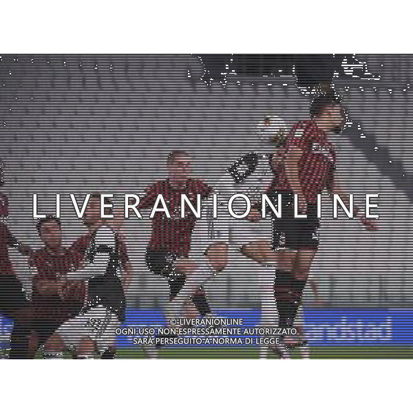 Juventus - Milan Semifinale ritorno Coppa Italia Tim Cup Juventus Stadium Torino 12.06.2020 - partita giocata a porte chiuse emergenza coronavirus Nella foto Cristiano ronaldo tra Andrea Conti e Lucas Paqueta\' ©Agenzia Aldo Liverani Sas
