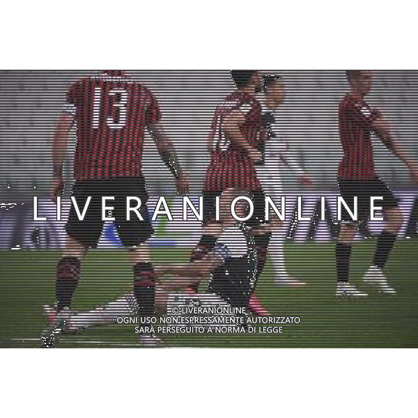 Juventus - Milan Semifinale ritorno Coppa Italia Tim Cup Juventus Stadium Torino 12.06.2020 - partita giocata a porte chiuse emergenza coronavirus Nella foto Leonardo Bonucci a terra ©Agenzia Aldo Liverani Sas
