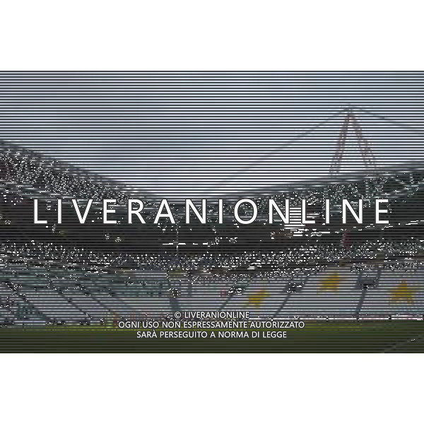 Juventus - Milan Semifinale ritorno Coppa Italia Tim Cup Juventus Stadium Torino 12.06.2020 - partita giocata a porte chiuse emergenza coronavirus Nella foto gli spalti vuoti senza tifosi - minuto di silenzio per le vittime della pandemia da covid-19 ©Agenzia Aldo Liverani Sas