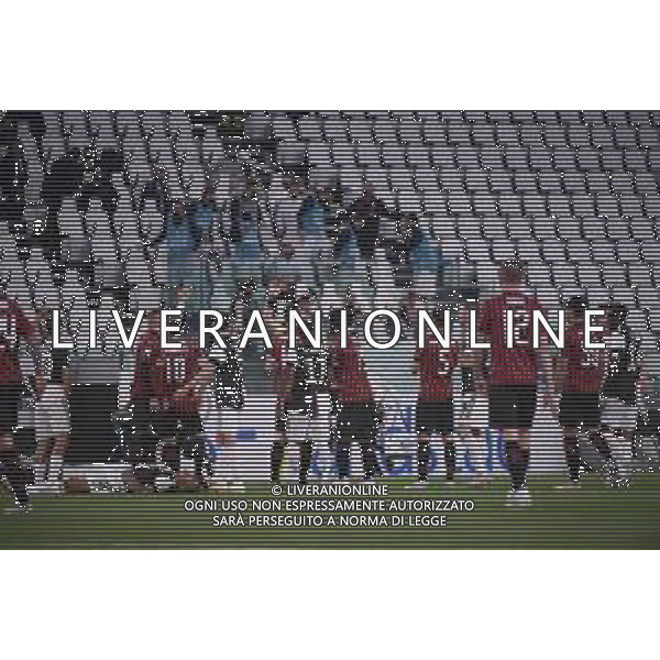 Juventus - Milan Semifinale ritorno Coppa Italia Tim Cup Juventus Stadium Torino 12.06.2020 - partita giocata a porte chiuse emergenza coronavirus Nella foto espulsione di ante rebic dopo il fallo su danilo a terra ©Agenzia Aldo Liverani Sas
