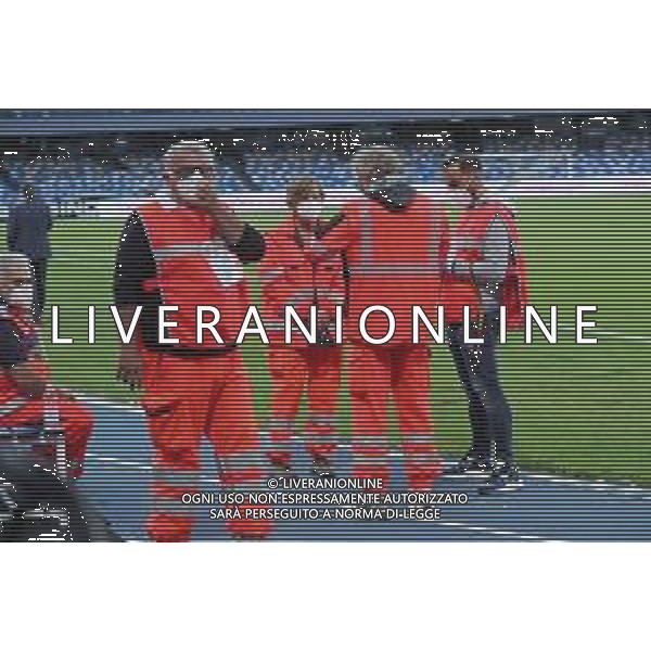 NAPOLI - INTER SEMIFINALE RITORNO DI COPPA ITALIA TIM CUP 13.06.2020 - PARTITA GIOCATA A PORTE CHIUSE PER L\'EMERGENZA CORONAVIRUS NELLA FOTO: OPERATORI SANITARI DELLA CROCE ROSSA ©MOSCA / AGENZIA ALDO LIVERANI SAS