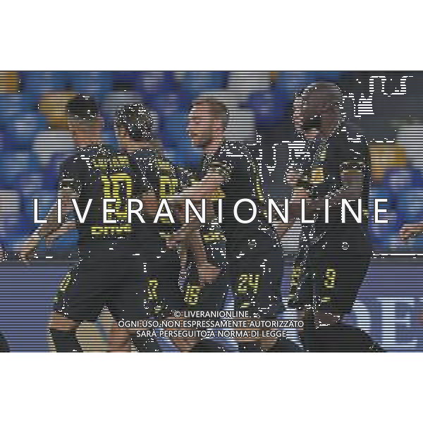 NAPOLI - INTER SEMIFINALE RITORNO DI COPPA ITALIA TIM CUP 13.06.2020 - PARTITA GIOCATA A PORTE CHIUSE PER L\'EMERGENZA CORONAVIRUS NELLA FOTO: ESULTANZA DOPO IL GOL DI CHRISTIAN ERIKSEN DEL 0-1 ©MOSCA / AGENZIA ALDO LIVERANI SAS