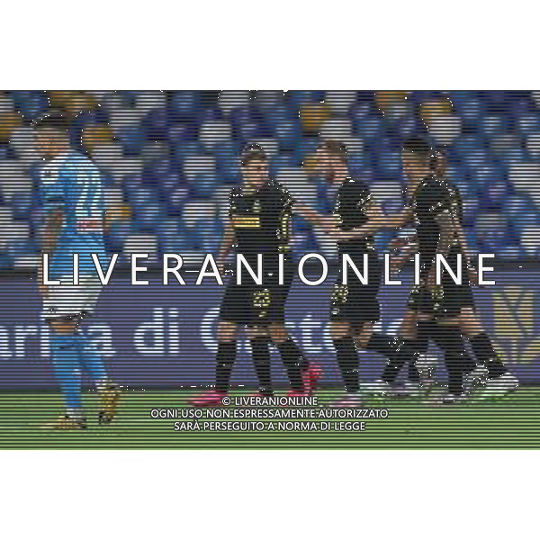 NAPOLI - INTER SEMIFINALE RITORNO DI COPPA ITALIA TIM CUP 13.06.2020 - PARTITA GIOCATA A PORTE CHIUSE PER L\'EMERGENZA CORONAVIRUS NELLA FOTO: ESULTANZA DOPO IL GOL DI CHRISTIAN ERIKSEN DEL 0-1 ©MOSCA / AGENZIA ALDO LIVERANI SAS