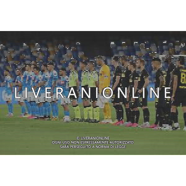 NAPOLI - INTER SEMIFINALE RITORNO DI COPPA ITALIA TIM CUP 13.06.2020 - PARTITA GIOCATA A PORTE CHIUSE PER L\'EMERGENZA CORONAVIRUS NELLA FOTO: SQUADRE SCHIERATE ©MOSCA / AGENZIA ALDO LIVERANI SAS