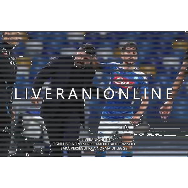 NAPOLI - INTER SEMIFINALE RITORNO DI COPPA ITALIA TIM CUP 13.06.2020 - PARTITA GIOCATA A PORTE CHIUSE PER L\'EMERGENZA CORONAVIRUS NELLA FOTO: ESULTANZA DOPO IL GOL DEL PAREGGIO DI DRIES MERTENS DEL 1-1 CON GATTUSO GENNARO ©MOSCA / AGENZIA ALDO LIVERANI SAS