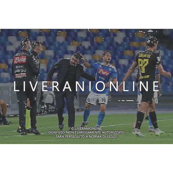 NAPOLI - INTER SEMIFINALE RITORNO DI COPPA ITALIA TIM CUP 13.06.2020 - PARTITA GIOCATA A PORTE CHIUSE PER L\'EMERGENZA CORONAVIRUS NELLA FOTO: ESULTANZA DOPO IL GOL DEL PAREGGIO DI DRIES MERTENS DEL 1-1 CON GENNARO GATTUSO ©MOSCA / AGENZIA ALDO LIVERANI SAS