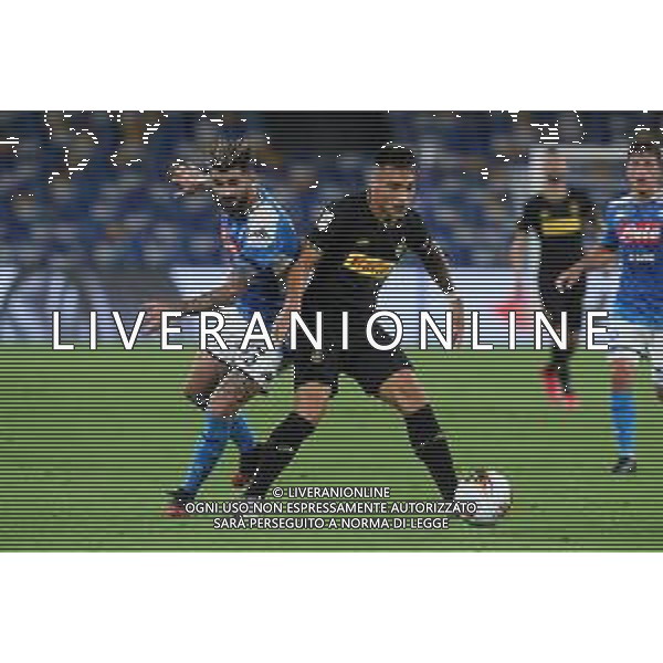NAPOLI - INTER SEMIFINALE RITORNO DI COPPA ITALIA TIM CUP 13.06.2020 - PARTITA GIOCATA A PORTE CHIUSE PER L\'EMERGENZA CORONAVIRUS NELLA FOTO: LAUTARO MARTINEZ, ELSEID HYSAJ ©MOSCA / AGENZIA ALDO LIVERANI SAS