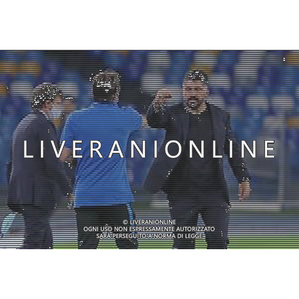 NAPOLI - INTER SEMIFINALE RITORNO DI COPPA ITALIA TIM CUP 13.06.2020 - PARTITA GIOCATA A PORTE CHIUSE PER L\'EMERGENZA CORONAVIRUS NELLA FOTO: FINE GARA ANTONIO CONTE GENNARO GATTUSO ©MOSCA / AGENZIA ALDO LIVERANI SAS