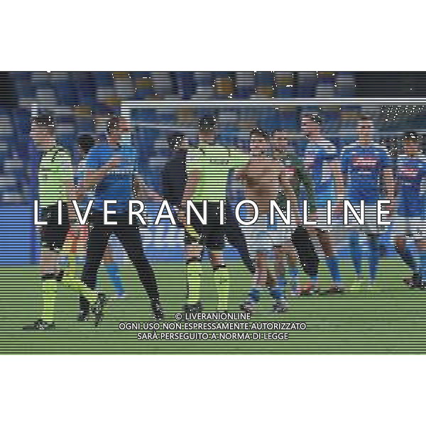 NAPOLI - INTER SEMIFINALE RITORNO DI COPPA ITALIA TIM CUP 13.06.2020 - PARTITA GIOCATA A PORTE CHIUSE PER L\'EMERGENZA CORONAVIRUS NELLA FOTO: ESULTANZA FINE GARA NAPOLI - DRIES MERTENS ©MOSCA / AGENZIA ALDO LIVERANI SAS
