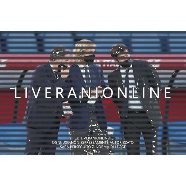 NAPOLI - JUVENTUS FINALE DI COPPA ITALIA TIM CUP ROMA 17.06.2020 NELLA FOTO: FABIO PARATICI, PAVEL NEDVED, ANDREA AGNELLI CON MASCHERINA IN CAMPO NEL PREPARTITA ©MOSCA / AGENZIA ALDO LIVERANI SAS