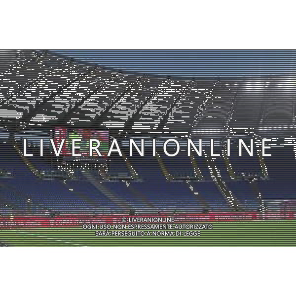 NAPOLI - JUVENTUS FINALE DI COPPA ITALIA TIM CUP ROMA 17.06.2020 NELLA FOTO: VEDUTA INTERNO DELLO STADIO OLIMPICO CON GLI SPALTI VUOTI SENZA TIFOSI PARTITA GIOCATA A PORTE CHIUSE CAUSA CORONAVIRUS ©MOSCA / AGENZIA ALDO LIVERANI SAS