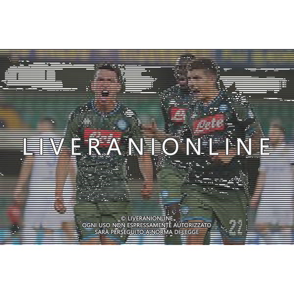 Hellas Verona - Napoli Campionato di Calcio Serie A TIM 23/06/2020 nella foto: Esultanza dopo il gol di Lozano Hirving (ssc napoli) ©Claudio Zamagni/Agenzia Aldo Liverani Lozano Hirving(ssc napoli) celebrates after scoring a goal during Italian Serie A soccer match between HELLAS VERONA - NAPOLI at Marc\'Antonio Bentegodi Stadium on June 23 2020 photo credit by Claudio Zamagni/Aldo Liverani Photo Agency/ AGENZIA ALDO LIVERANI SAS