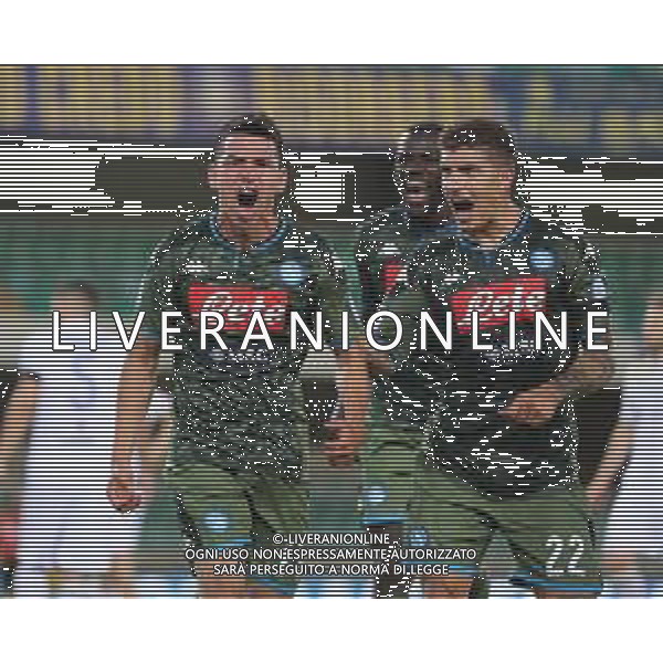 Hellas Verona - Napoli Campionato di Calcio Serie A TIM 23/06/2020 nella foto: Esultanza dopo il gol di Lozano Hirving (ssc napoli) ©Claudio Zamagni/Agenzia Aldo Liverani Lozano Hirving(ssc napoli) celebrates after scoring a goal during Italian Serie A soccer match between HELLAS VERONA - NAPOLI at Marc\'Antonio Bentegodi Stadium on June 23 2020 photo credit by Claudio Zamagni/Aldo Liverani Photo Agency/ AGENZIA ALDO LIVERANI SAS