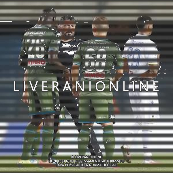 Hellas Verona - Napoli Campionato di Calcio Serie A TIM 23/06/2020 nella foto: Mister Gennaro Gattuso(ssc napoli) Koulibaly Kalidou(ssc napoli) Lobotka Stanivslav (ssc napoli) a fine gara ©Claudio Zamagni/Agenzia Aldo Liverani Mister Gennaro Gattuso(ssc napoli) Koulibaly Kalidou(ssc napoli) Lobotka Stanivslav (ssc napoli) during Italian Serie A soccer match between HELLAS VERONA - NAPOLI at Marc\'Antonio Bentegodi Stadium on June 23 2020 photo credit by Claudio Zamagni/Aldo Liverani Photo Agency/ AGENZIA ALDO LIVERANI SAS