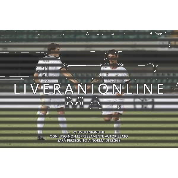 Verona (VR), Italia, 26 Giugno 2020, Stadio Marc\'Antonio Bentegodi, 30° giornata campionato di calcio Serie BKT 2019/2020, incontro tra le squadre del Chievo Verona e dello Spezia Calcio, nella foto: Ferrer e Bartolomei FOTO DAV CASENTINI-AG ALDO LIVERANI SAS