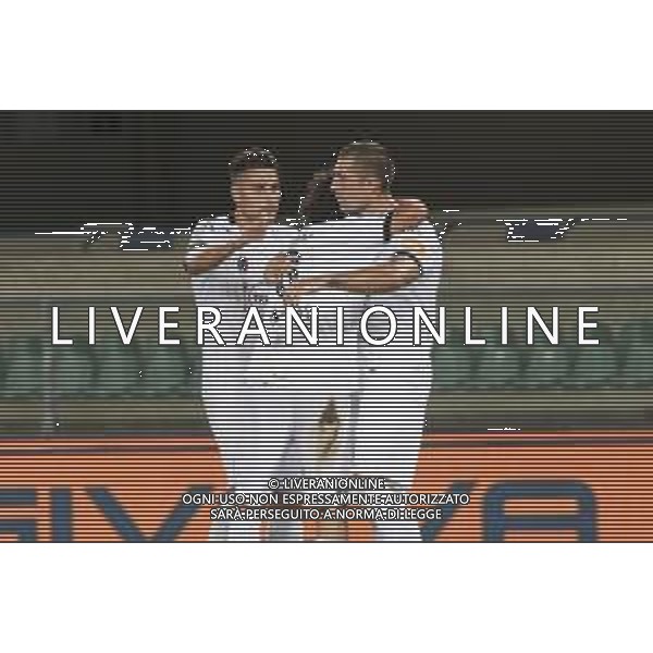 Verona (VR), Italia, 26 Giugno 2020, Stadio Marc\'Antonio Bentegodi, 30° giornata campionato di calcio Serie BKT 2019/2020, incontro tra le squadre del Chievo Verona e dello Spezia Calcio, nella foto: esultanza giocatori dello Spezia FOTO DAV CASENTINI-AG ALDO LIVERANI SAS