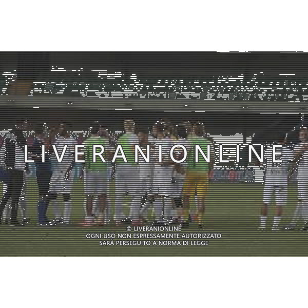 Verona (VR), Italia, 26 Giugno 2020, Stadio Marc\'Antonio Bentegodi, 30° giornata campionato di calcio Serie BKT 2019/2020, incontro tra le squadre del Chievo Verona e dello Spezia Calcio, nella foto: l\'esultanza dei giocatori dello Spezia a fine partita FOTO DAV CASENTINI-AG ALDO LIVERANI SAS