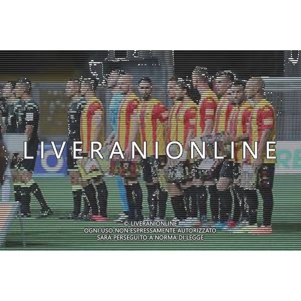 BENEVENTO - JUVE STABIA CAMPIONATO CALCIO SERIE B 29.06.2020 NELLA FOTO LA FORMAZIONE DELLA SQUADRA DEL BENEVENTO SCHIERATA NEL PREPARTITA ©MOSCA / AGENZIA ALDO LIVERANI SAS
