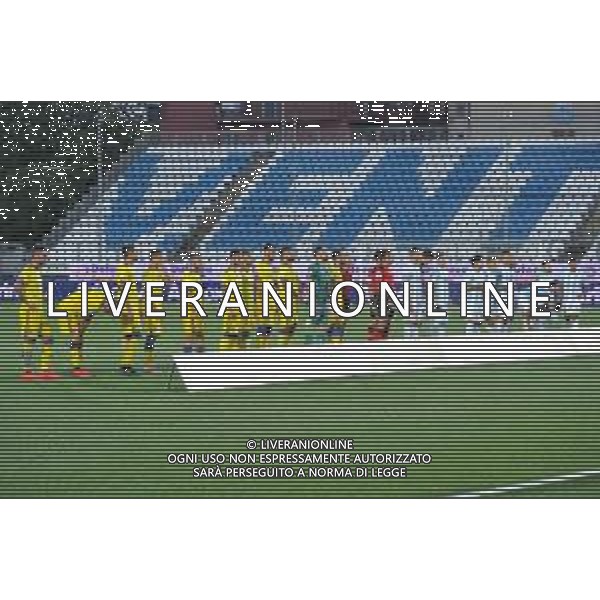 Campionato di Calcio Serie B 2019/2020 Chiavari (GE), Italia, 13 luglio 2020 Virtus Entella vs Pisa Nella foto: Le squadre schierate a centrocampo FOTO GABRIELE MASOTTI-AG LMMEDIA-AG ALDO LIVERANI SAS