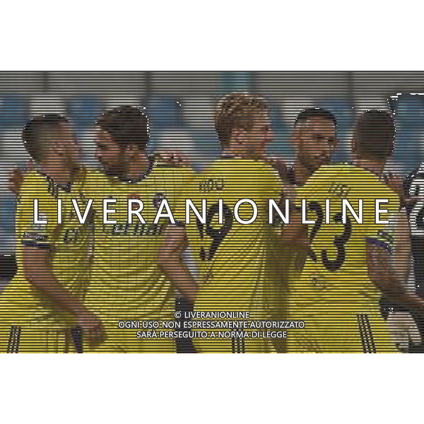 Campionato di Calcio Serie B 2019/2020 Chiavari (GE), Italia, 13 luglio 2020 Virtus Entella vs Pisa Nella foto: Luca Vido (Pisa) festeggiato dai compagni di squadra FOTO GABRIELE MASOTTI-AG LMMEDIA-AG ALDO LIVERANI SAS