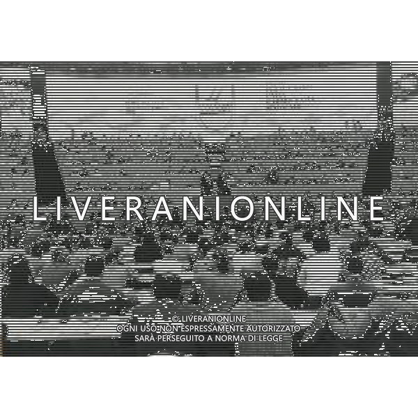 RETROSPETTIVA LUCIANO LAMA SINDACALISTA E POLITICO NELLA FOTO LUCIANO LAMA AL 11 CONGRESSO DELLA CGL A ROMA NELL\'ANNO 1986 FOTO FERDINANDO MEZZELANI-AG ALDO LIVERANI SAS