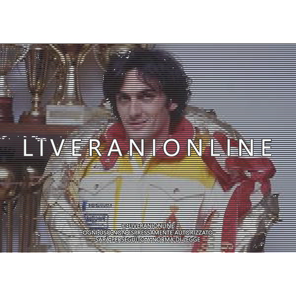 RETROSPETTIVA FRANCO UNCINI MOTOCICLISMO NELLA FOTO FRANCO UNCINI NELL\'ANNO 1983 FOTO W.PIGRUCCI-AG ALDO LIVERANI SAS 