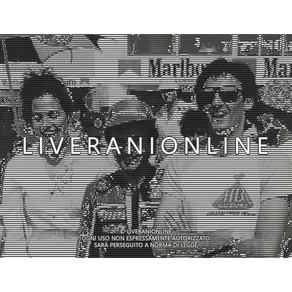 RETROSPETTIVA FRANCO UNCINI MOTOCICLISMO NELLA FOTO FRANCO UNCINI NELL\'ANNO 1983 CON LAZZARINI FOTO W.PIGRUCCI-AG ALDO LIVERANI SAS